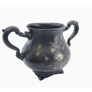 Vintage Monarch Silver Co. Double Handled Footed Vase or Serving Dish